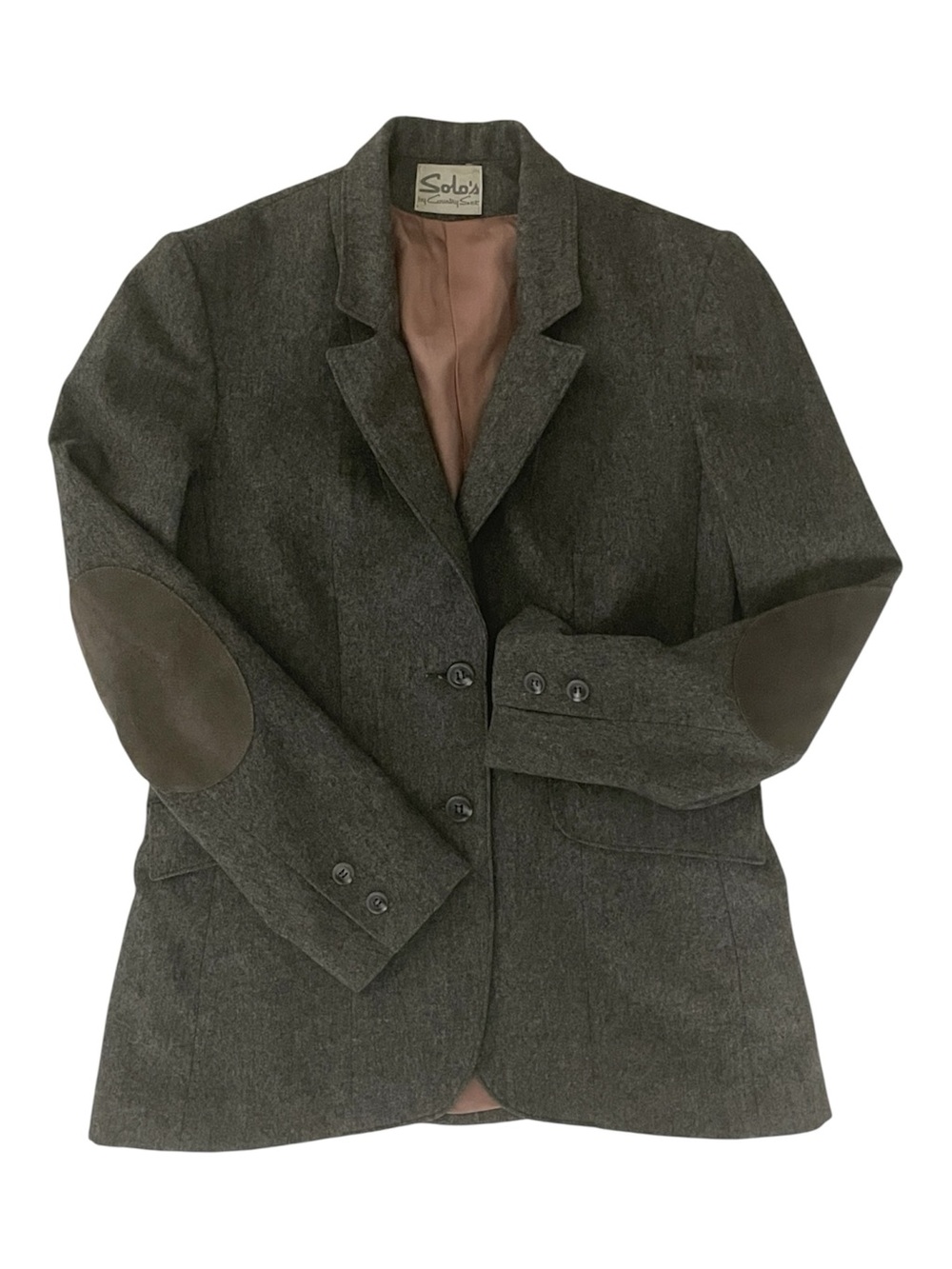 VTG 70s Gray Blazer Suede Elbow Patches Pure New Wool Petite XS Lined Sport Coat